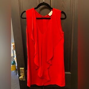 Milly Red Sleeveless Ruffled V-Neck Mini Dress Sz4